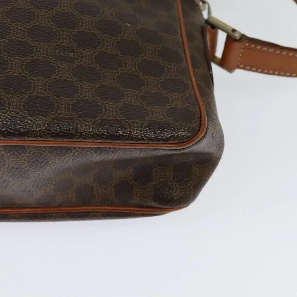 Authentic CELINE Macadam Canvas Shoulder Bag PVC Leather Brown Gold - Picture 8 of 16